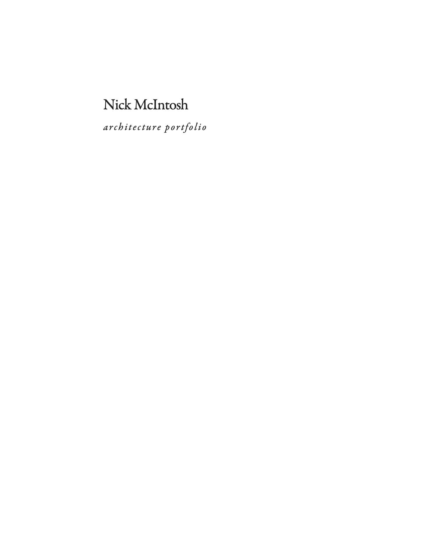 Pure minimal portfolio cover example — text-only composition with asymmetric placement and generous whitespace