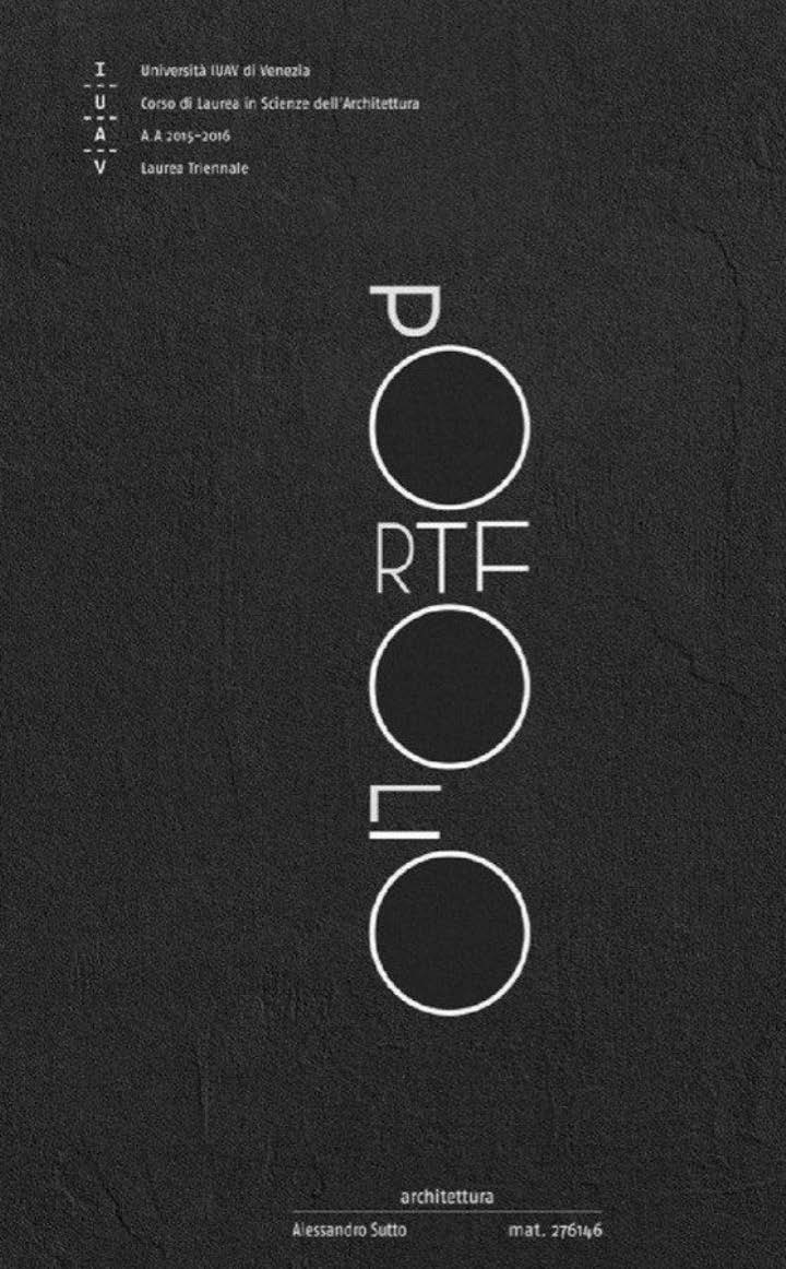 Dark ground portfolio cover example — light typography on dark textured surface with deconstructed letterforms