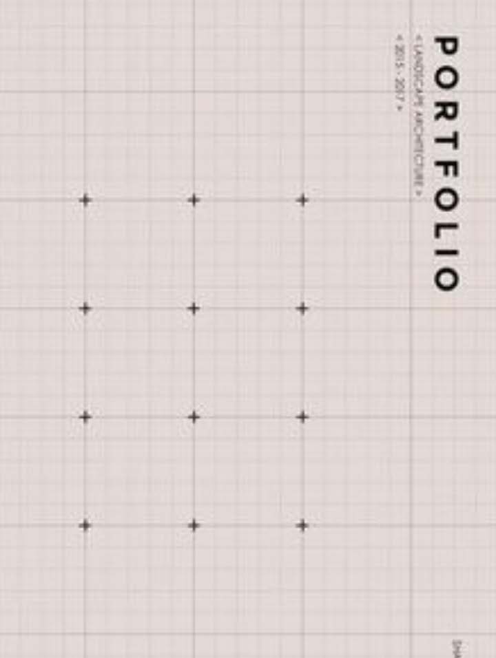 Grid pattern portfolio cover example — repeating cross motif across the page with integrated typography